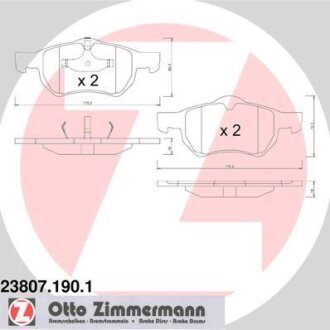 Колодки гальмівні дискові, комплект ZIMMERMANN 238071901