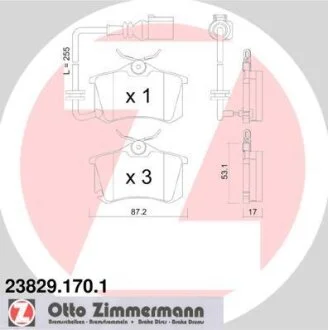 Колодки гальмівні дискові, к-кт ZIMMERMANN 23829.170.1