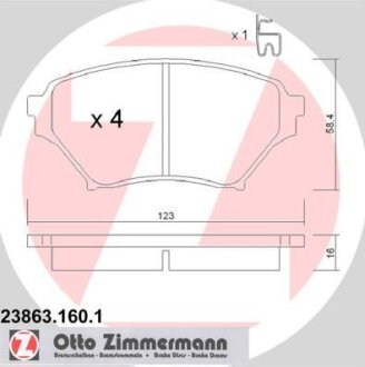 Комплект гальмівних накладок, дискове гальмо ZIMMERMANN 23863.160.1