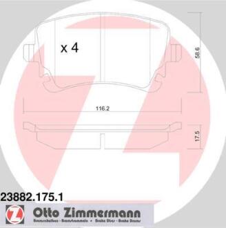 Колодки тормозные VW MULTIVAN/TRANSPORTER 03- задн. ZIMMERMANN 23882.175.1