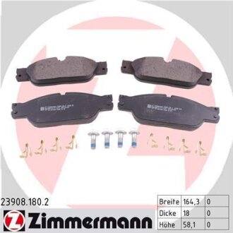 Комплект гальмівних накладок, дискове гальмо ZIMMERMANN 23908.180.2