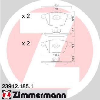 Гальмiвнi колодки дисковi переднi ZIMMERMANN 23912.185.1