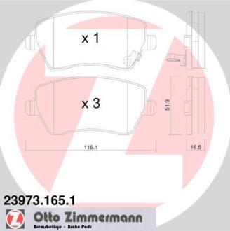 Колодки гальмівні дискові, комплект ZIMMERMANN 239731651