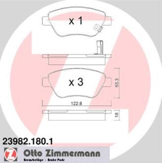Гальмiвнi колодки дисковi переднi ZIMMERMANN 23982.180.1