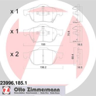 Комплект гальмівних накладок, дискове гальмо ZIMMERMANN 239961851