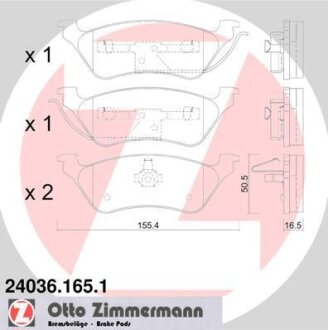 Колодки гальмівні дискові, комплект ZIMMERMANN 240361651