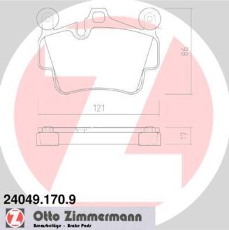 Комплект гальмівних накладок, дискове гальмо ZIMMERMANN 24049.170.9