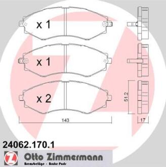 Колодки гальмівні дискові, комплект ZIMMERMANN 24062.170.1