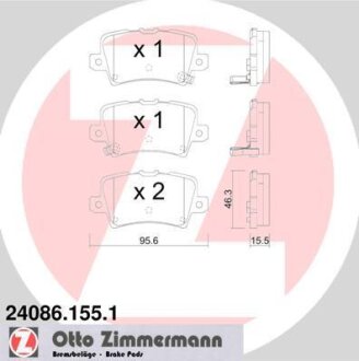 Колодки гальмівні дискові, комплект ZIMMERMANN 24086.155.1
