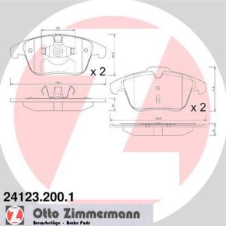 Тормозные колодки перед. (19.3мм) Citroen C5 Ford Mondeo S-Max Volvo S80 V70 05- ZIMMERMANN 24123.200.1