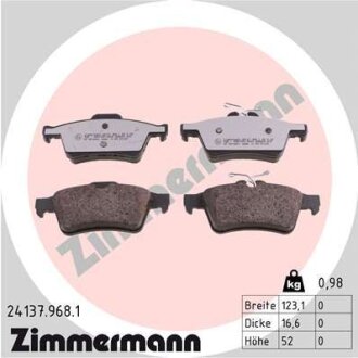 Комплект гальмівних накладок, дискове гальмо ZIMMERMANN 24137.968.1
