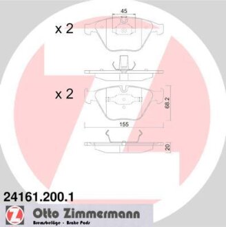 Колодки гальмівні дискові (комплект 4 шт) ZIMMERMANN 24161.200.1