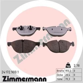 Комплект гальмівних накладок, дискове гальмо ZIMMERMANN 24172.900.1