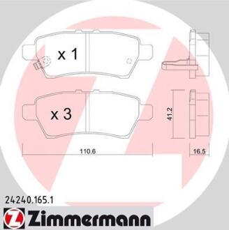 Гальмiвнi колодки дисковi заднi ZIMMERMANN 24240.165.1