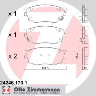 Колодки гальмівні дискові, комплект ZIMMERMANN 24246.170.1