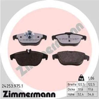 Комплект гальмівних накладок, дискове гальмо ZIMMERMANN 24253.975.1