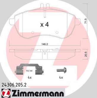 Колодки гальмівні дискові, к-кт ZIMMERMANN 24306.205.2