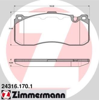 Колодки гальмівні дискові, к-кт ZIMMERMANN 24316.170.1