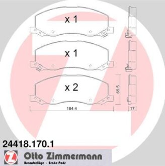 Гальмiвнi колодки дисковi переднi ZIMMERMANN 24418.170.1