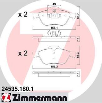 Гальмiвнi колодки дисковi переднi ZIMMERMANN 24535.180.1