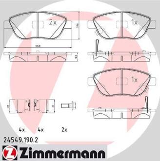 Гальмiвнi колодки дисковi з аксесуарами переднi ZIMMERMANN 24549.190.2