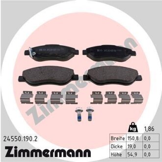 Комплект гальмівних накладок, дискове гальмо ZIMMERMANN 245501902