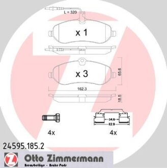 Комплект гальмівних накладок, дискове гальмо ZIMMERMANN 24595.185.2