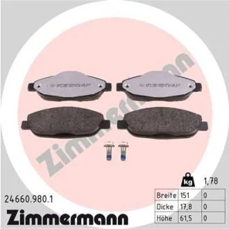 Колодки гальмівні дискові ZIMMERMANN 24660.980.1