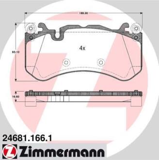 Колодки гальмівні дискові, к-кт ZIMMERMANN 24681.166.1