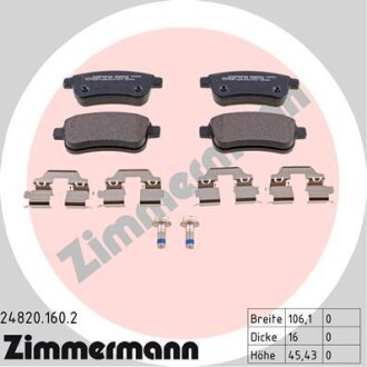 Комплект гальмівних накладок, дискове гальмо ZIMMERMANN 24820.160.2