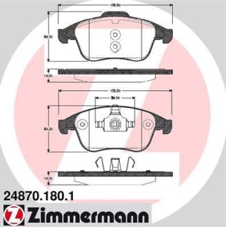 Гальмiвнi колодки дисковi переднi ZIMMERMANN 24870.180.1