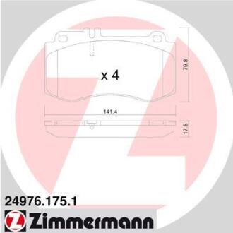 Гальмiвнi колодки дисковi переднi ZIMMERMANN 24976.175.1
