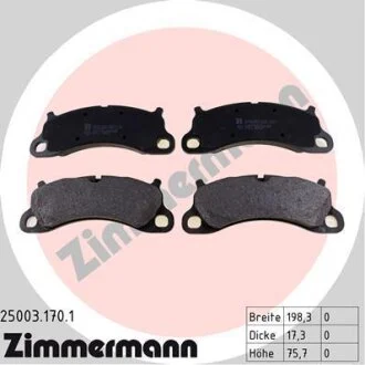 Комплект гальмівних накладок, дискове гальмо ZIMMERMANN 25003.170.1
