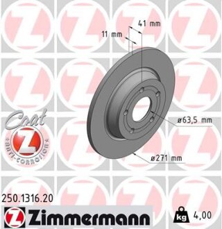 Гальмівний диск ZIMMERMANN 250.1316.20