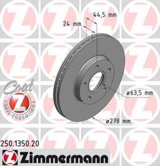 Гальмiвнi диски переднi ZIMMERMANN 250.1350.20