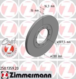 Гальмiвнi диски заднi ZIMMERMANN 250.1359.20