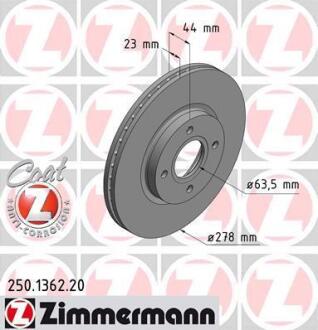 Диск гальмівний Coat Z ZIMMERMANN 250.1362.20