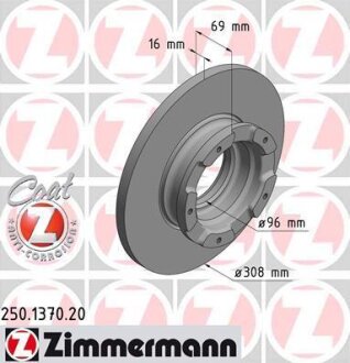 Гальмівний диск ZIMMERMANN 250137020