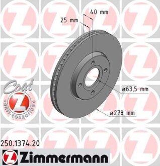 Гальмівний диск ZIMMERMANN 250.1374.20