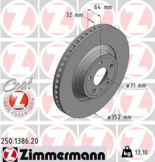 Гальмiвнi диски ZIMMERMANN 250.1386.20