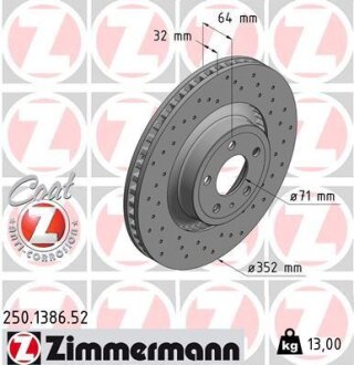 Гальмівний диск ZIMMERMANN 250.1386.52