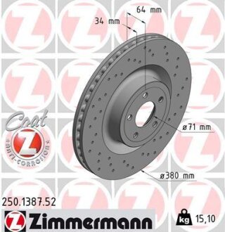 Гальмівний диск ZIMMERMANN 250.1387.52