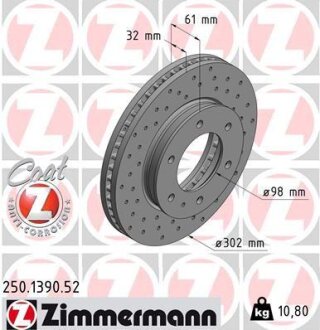 Гальмівний диск ZIMMERMANN 250.1390.52