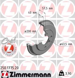 Гальмiвнi барабани заднi ZIMMERMANN 250.1775.20
