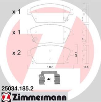 Гальмiвнi колодки дисковi переднi ZIMMERMANN 25034.185.2