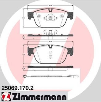 Комплект гальмівних накладок, дискове гальмо ZIMMERMANN 25069.170.2