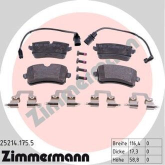 Комплект гальмівних накладок, дискове гальмо ZIMMERMANN 25214.175.5