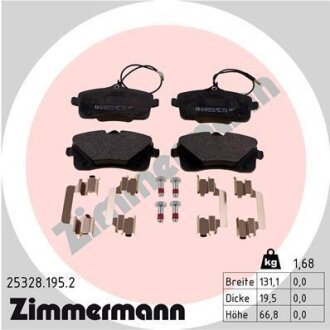 Комплект гальмівних накладок, дискове гальмо ZIMMERMANN 25328.195.2