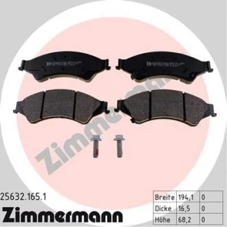 Комплект гальмівних накладок, дискове гальмо ZIMMERMANN 25632.165.1