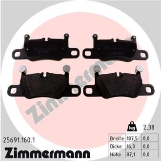Комплект гальмівних накладок, дискове гальмо ZIMMERMANN 25691.160.1